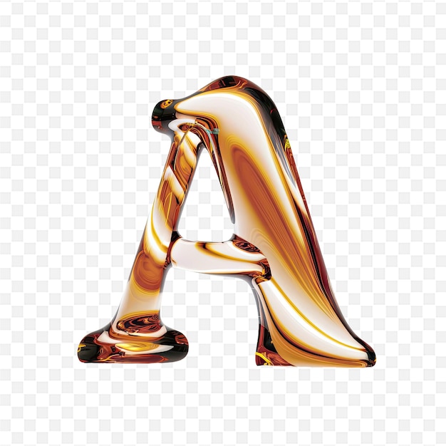 PSD a gold letter a is made of glass