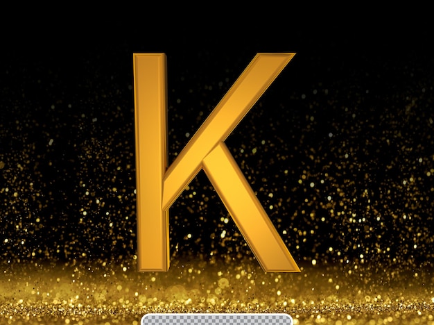 PSD gold letter k on a black background