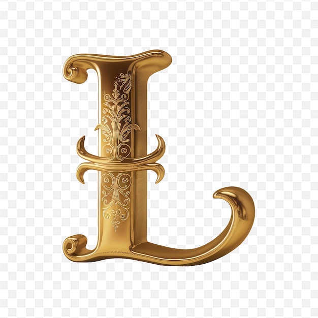 PSD gold letter l on a white background