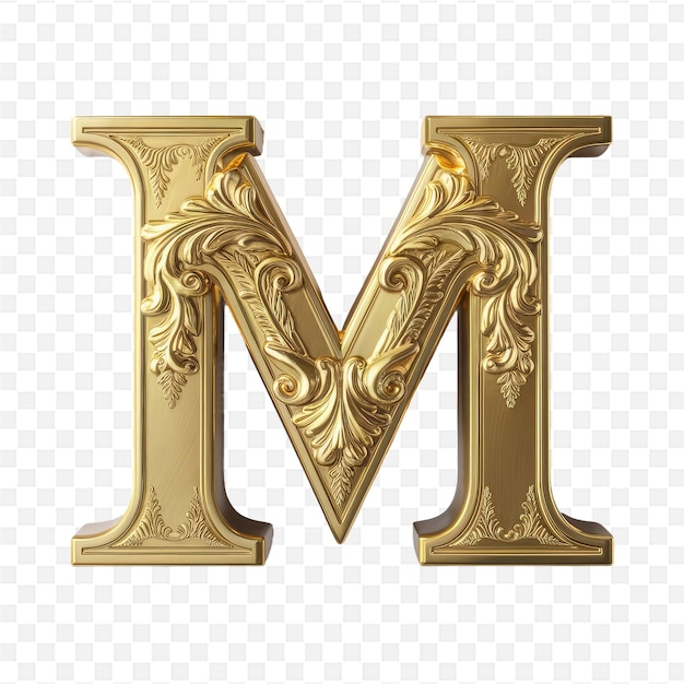 gold letter m on a transparent background