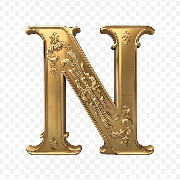 gold letter n on a transparent background