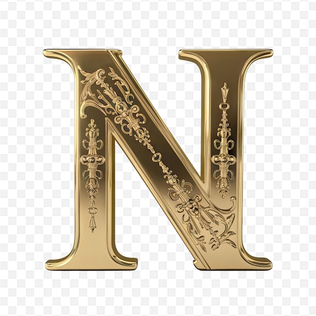 gold letter n on a transparent background