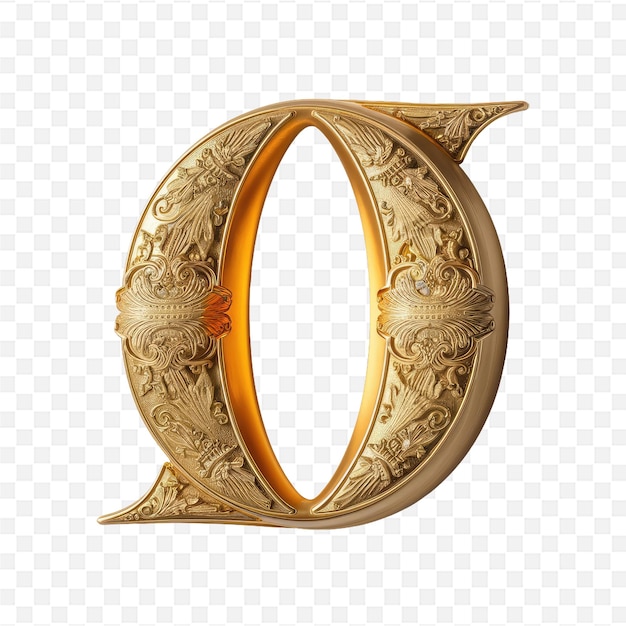 PSD gold letter o with a gold letter o on a white background