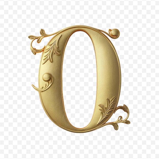 gold letter o with a pattern of flowers