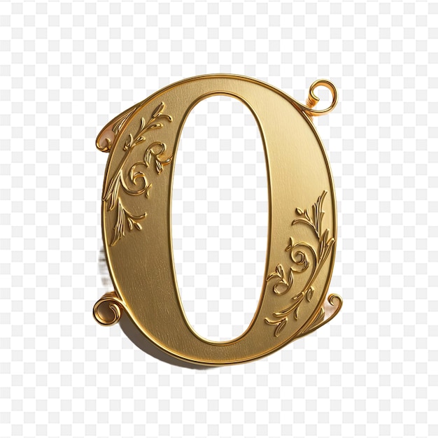 gold letter o with a pattern on a white background