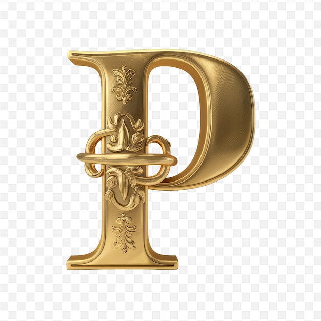 gold letter p on a transparent background