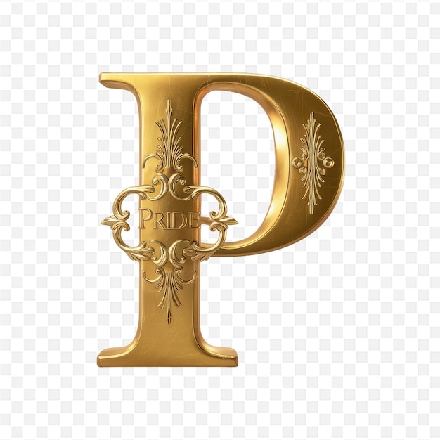 PSD gold letter p on a white background