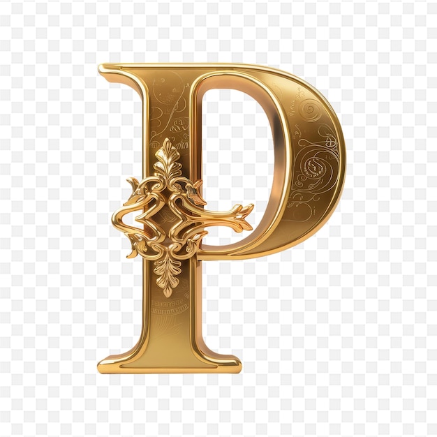 gold letter p on a white background