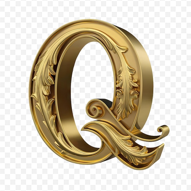 gold letter q on a transparent background