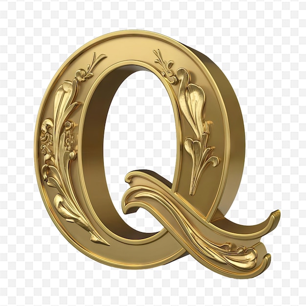 gold letter q on a transparent background