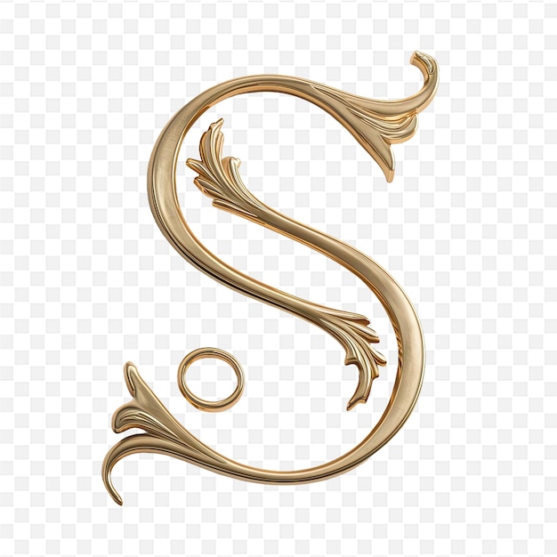 PSD gold letter s on a transparent background