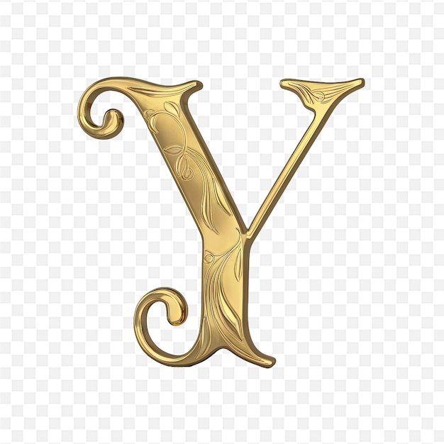 PSD gold letter v on a transparent background