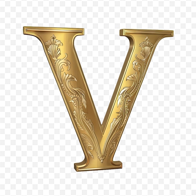 gold letter v on a transparent background