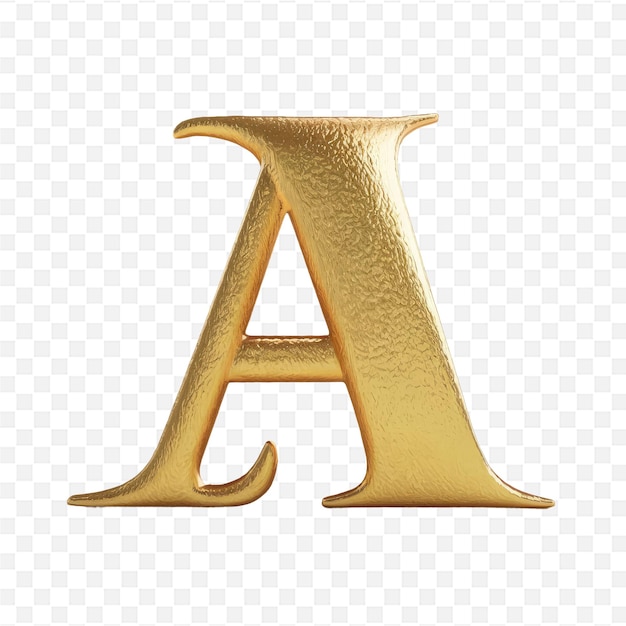 PSD gold letter a on a white background