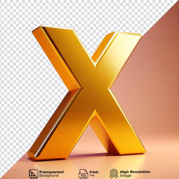 Gold Letter X isolated on transparent background