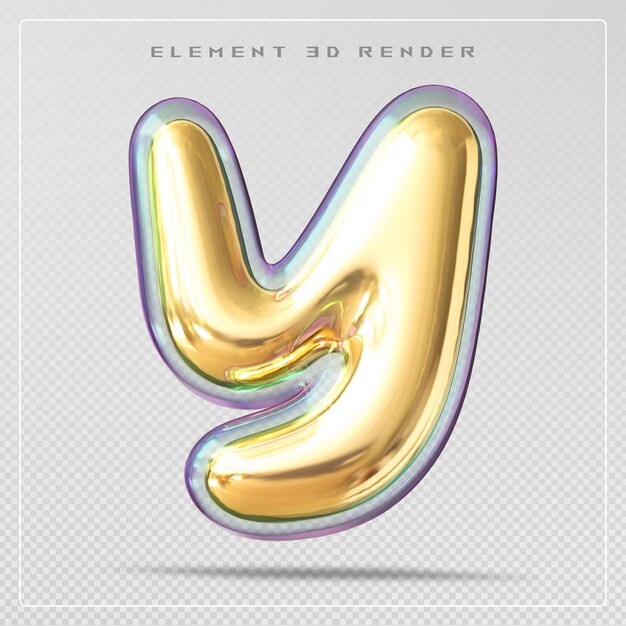 PSD gold letter y font bubble 3d render