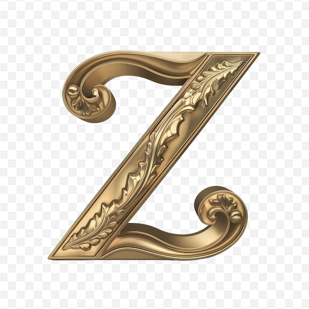 PSD gold letter z on a transparent background