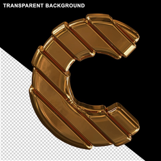 Gold letters with diagonal straps 3d capital letter c