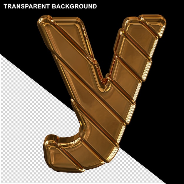 Gold letters with diagonal straps 3d letter y