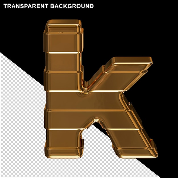 Gold letters with horizontal straps 3d letter k