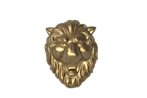 PSD gold lion head 3d rendering isolated on white background