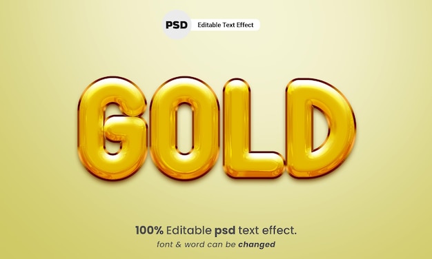 Gold liquid 3d editable text effect