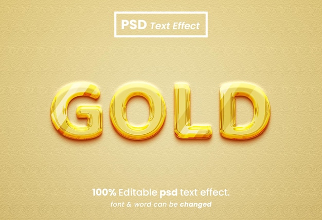 Gold Liquid 3D Text Effect Glossy Text effect