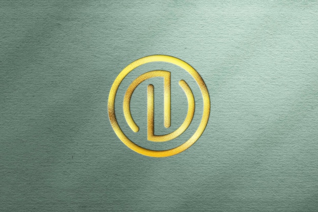 Gold Logo Mockup in Round Shape on Texture Background with Shadow