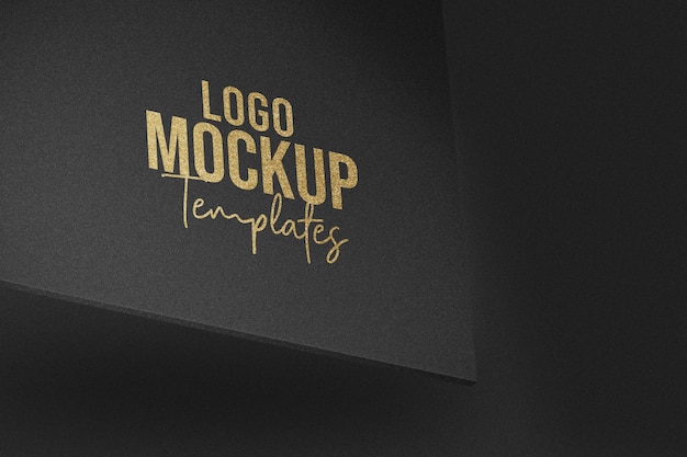 Gold Logo Mockup Template Design on Black Background PSD