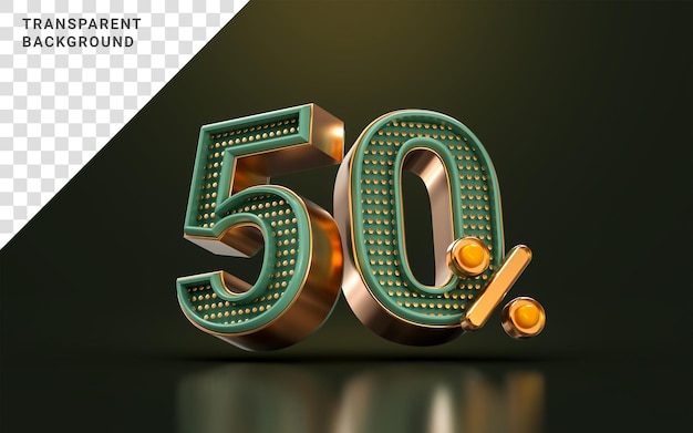 gold luxury 50 percent of number discount template background 3d render concept for sale promotion