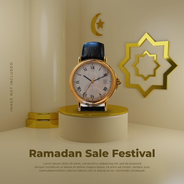 Gold Luxury Ramadan 3d Podium Product Display Mockup