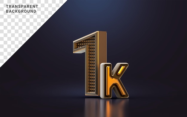 gold luxury Thank you for 1k followers online social banner happy celebration 3d render