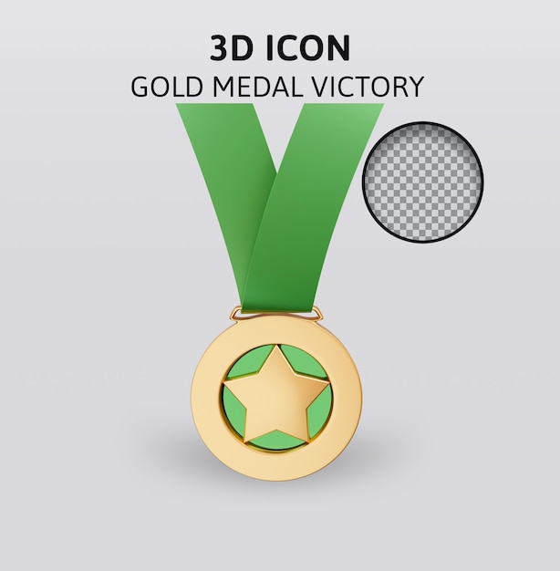 gold medal victory 3d rendering illustration