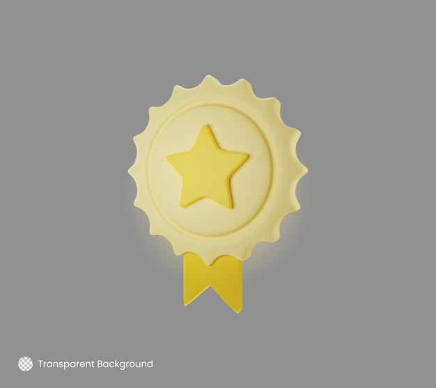 gold medal with ribbon champion medal award icon 3d render illustration