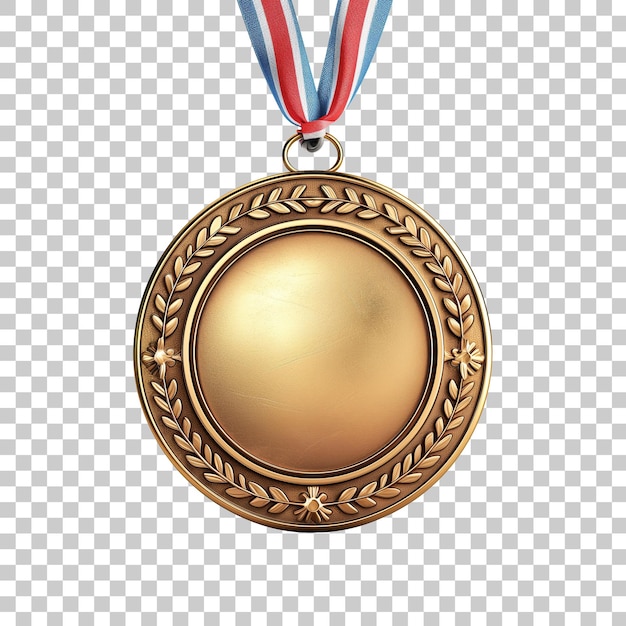 Gold medal with ribbon isolated on transparent background