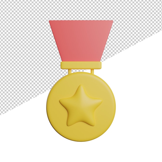 A gold medal with a star on the top.