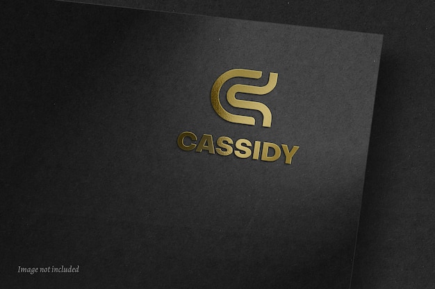 Gold Metallic Logo Mockup on Dark Paper