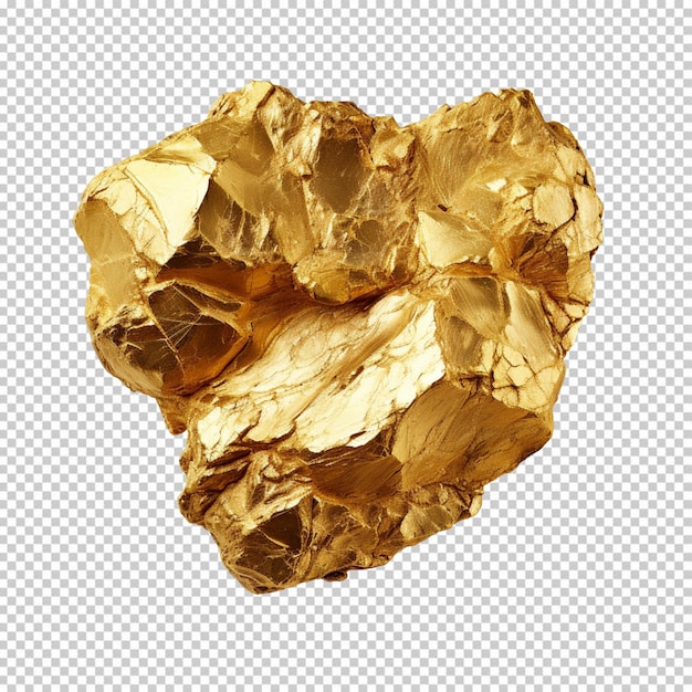 Gold nugget grains isolated on transparent background PNG available