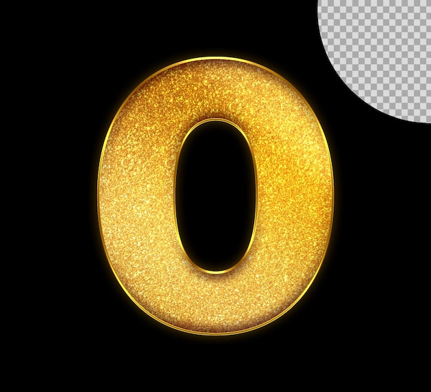 PSD gold number 0 on a black background