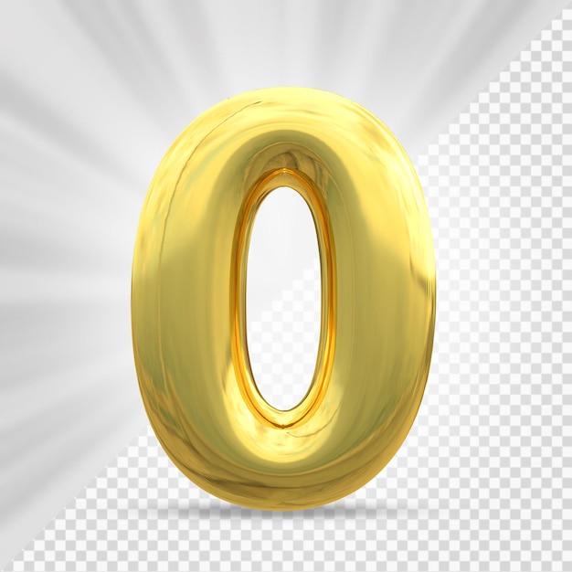 Gold number 0 luxury 3d