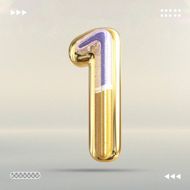 Gold Number 1 3d render style