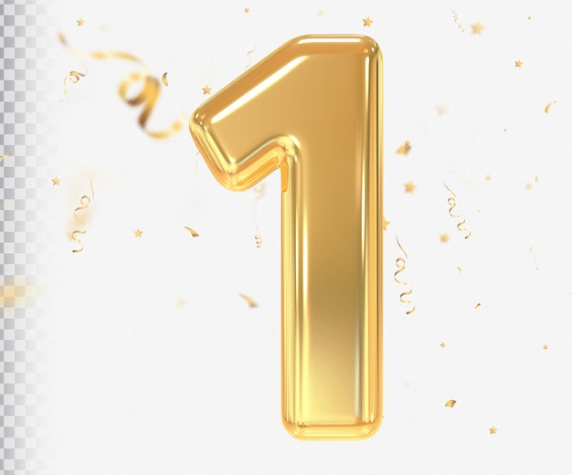 Gold Number 1 3d Rendering Luxury