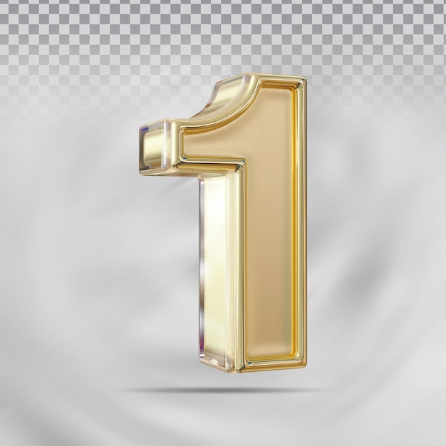 Gold Number 1 Creative Style 3d render luxury