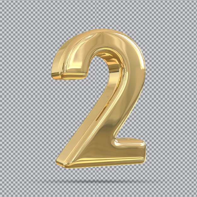 Gold Number 2 3d Render