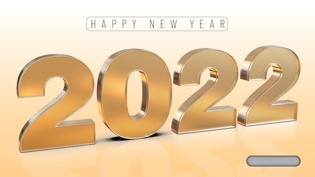 Gold number 2022 3d rendering luxury happy new year