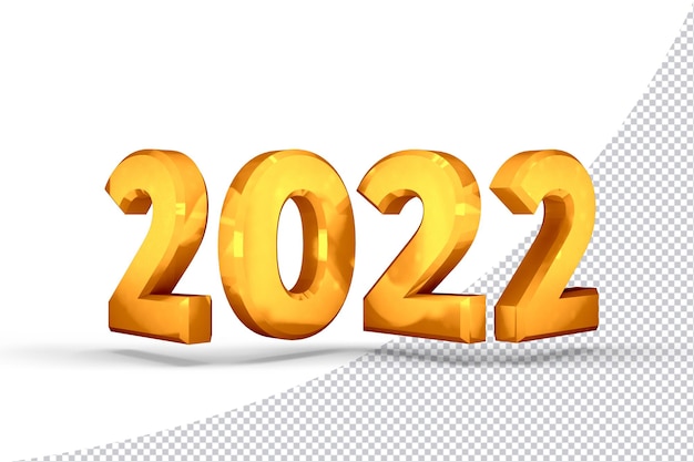 Gold Number 2022 New Year 3D Rendering