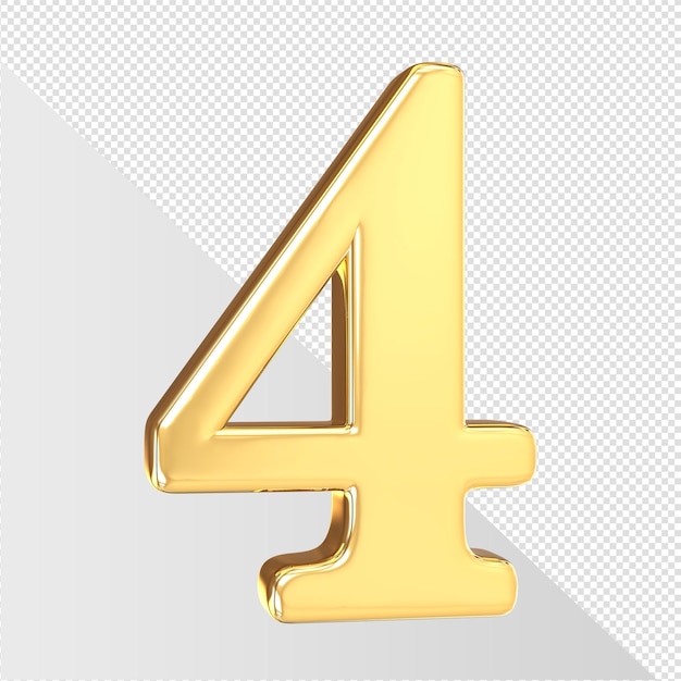 A gold number 4 with a white background.