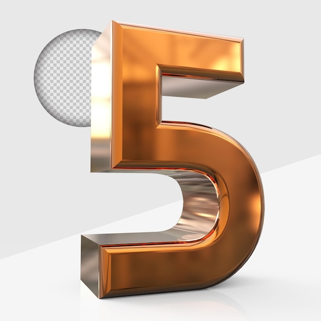 gold number 5 3d render