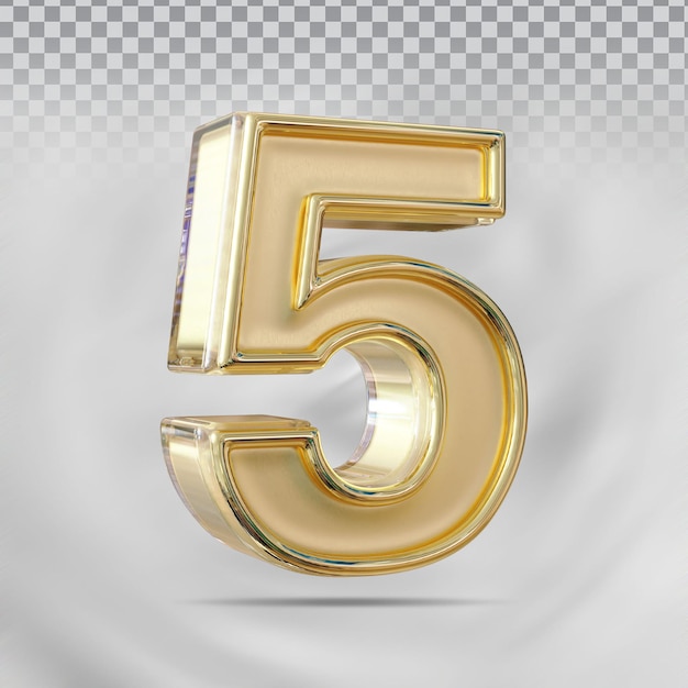 Gold Number 5 Creative Style 3d render luxury