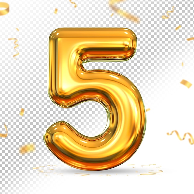 Gold number 5 luxury 3d